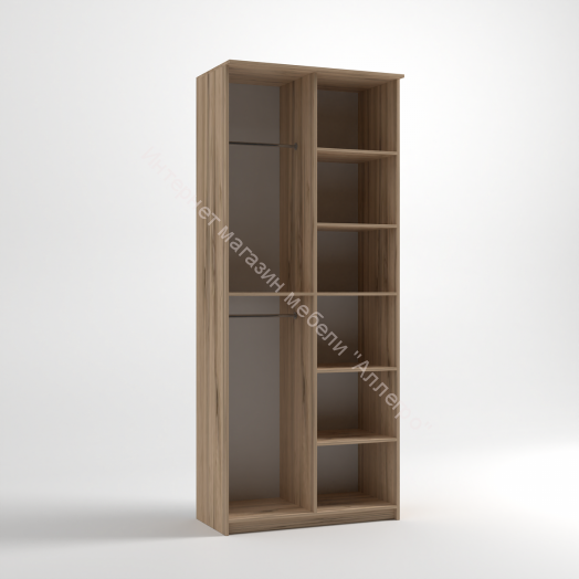 Шкаф 2-х створчатый с зеркалом "Дуэт Люкс" Дуб вотан