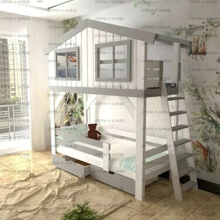 Кровать двухъярусная Домик Roof №33G