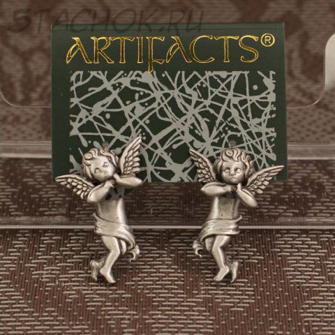 Серьги-половинки "Ангелочки" цвет олова (JJ США)