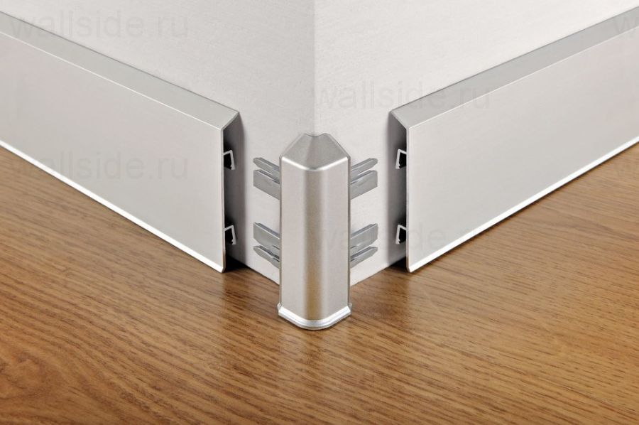 Плинтус Евротрим 2642 с кабель-каналом, 100 мм, серебро матовое