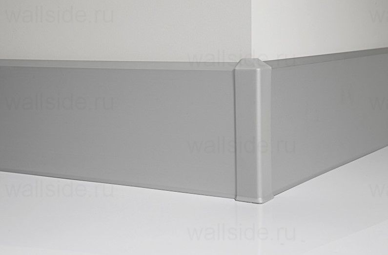 Плинтус Евротрим 2642 с кабель-каналом, 100 мм, серебро матовое