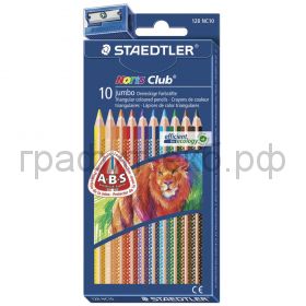 Карандаши цв.10цв.STAEDTLER Noris Club Jumbo +точилка треугольные ST128NC10