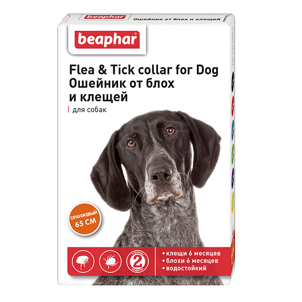 Ошейник от блох и клещей для собак Beaphar Flea & Tick collar оранжевый 65 см