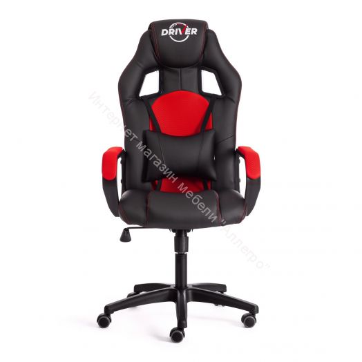 Кресло DRIVER (22) кож/зам/ткань, черный/красный, 36-6/TW-08