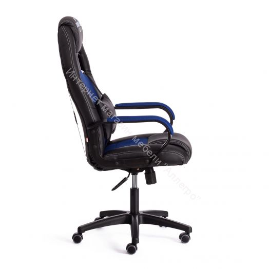 Кресло DRIVER (22) кож/зам/ткань, черный/синий, 36-6/TW-10