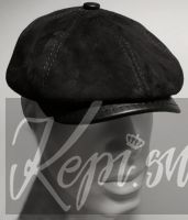 Кепи восьмиклинка кожаная Комбо черная