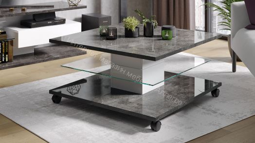 Стол журнальный «Diamond» тип 1 (Белый/Ателье тёмный глянец)