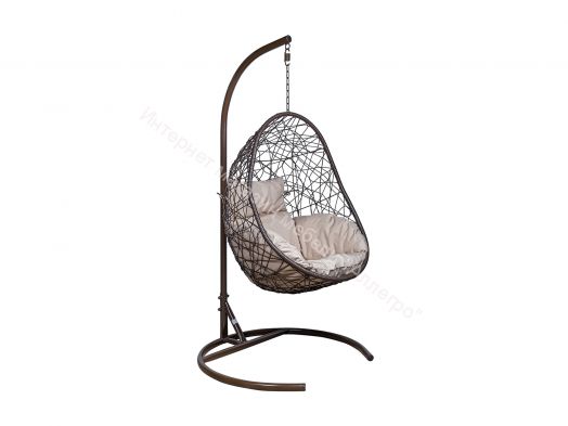 Подвесное Кресло Leset Саона каркас Коричневый подушка Бежевая