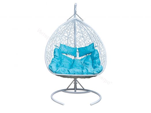 Подвесное Кресло Leset Гаити каркас Белый подушка Бирюза яркая
