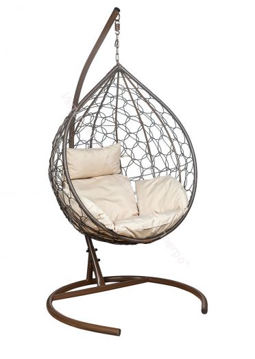 Подвесное Кресло Leset Эва каркас Коричневый подушка Бежевая