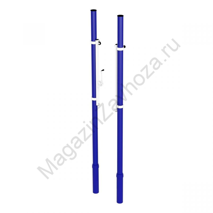 Волейбольные стойки универсальные со стаканами и механизмом натяжения троса