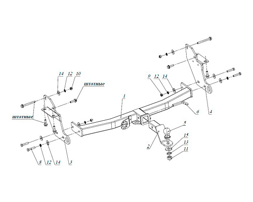 Фаркоп с хромированной накладкой на Mitsubishi Pajero IV 2007-2020, Mitsubishi Pajero III 2000-2007 без подрезки бампера