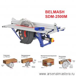 АКЦИЯ НОЯБРЬ 2024 ДЕШЕВЛЕ! Станок деревообрабатывающий многофункциональный фугование, распиловка, фрезерование , сверление 2,5 кВт 230 В BELMASH SDM-2500M S016A