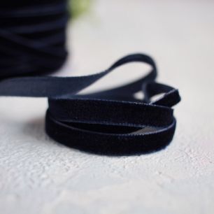 Лента бархатная 6 мм для творчества Темно-синяя 1 м