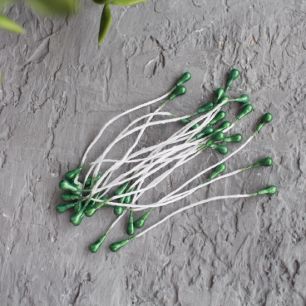 Тычинки для цветов, зеленые блестящие - 20 шт.