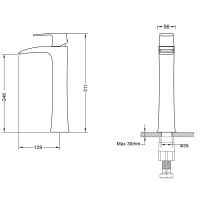 Каскадный смеситель для настольной раковины Timo Lumi 4211/00F схема 3