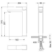 Смеситель для раковины с глубокой чашей Timo Selene 3061 схема 4