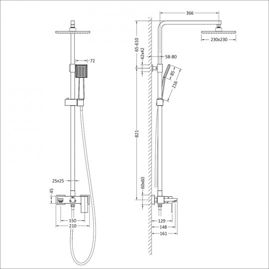 Душевая стойка для ванны Timo Selene SX-1030 ФОТО