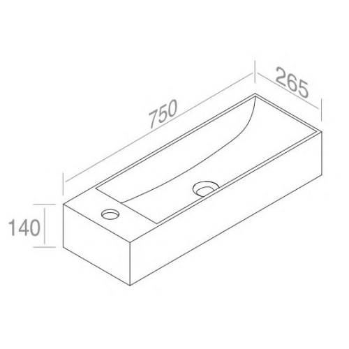 Накладная раковина AET ITALIA THIN BRIDGE 72 с отверстием для смесителя слева L261T3R1V0 ФОТО