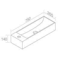 Накладная раковина AET ITALIA THIN BRIDGE 72 с отверстием для смесителя слева L261T3R1V0 схема 2