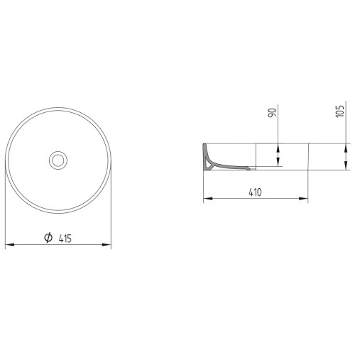 Раковина накладная AET ITALIA THIN SHORT круглая L250T0R0V0 схема 2