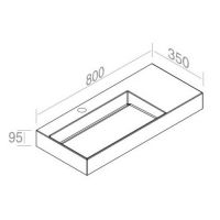 Раковина AET ITALIA RETTANGOLARE 80х35 DX подвесная/накладная L013T1R1V4 схема 2