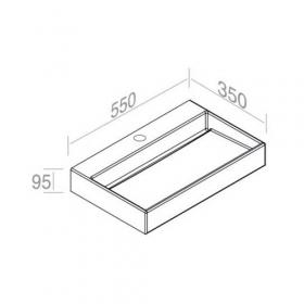 Раковина подвесная или накладная AET ITALIA P35 RETTANGOLARE L.55 L010T1R1V4 ФОТО