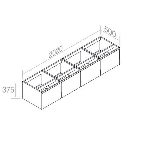 Подвесная тумба лакированная AET ITALIA MATCH Mobile in Legno laccato 202х50 с 4 ящиками C376M4L50 схема 2