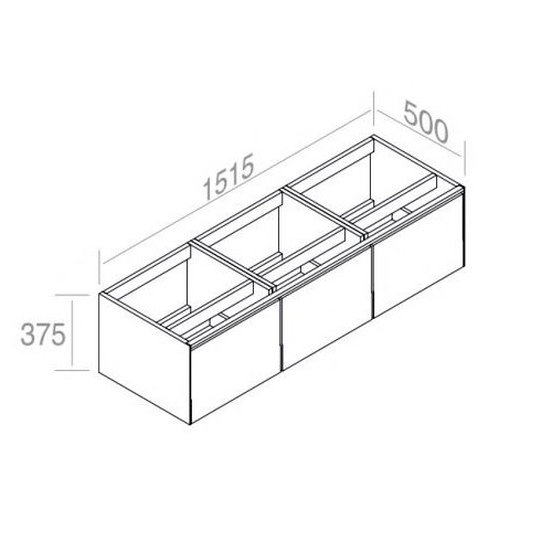 Тумба AET ITALIA MATCH Mobile in Legno laccato лакированная подвесная 3 ящика 151,5х50 C376M3L50 схема 2