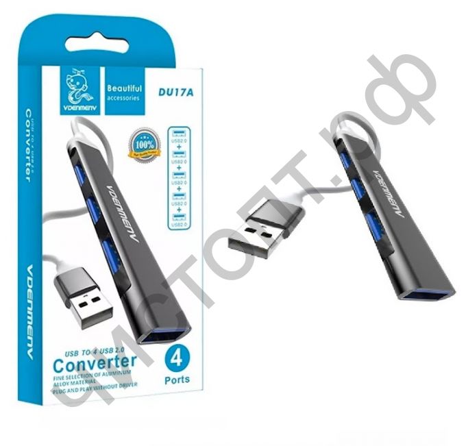 USB HUB USB-хаб Denmen DU17A USB 3.0 Black