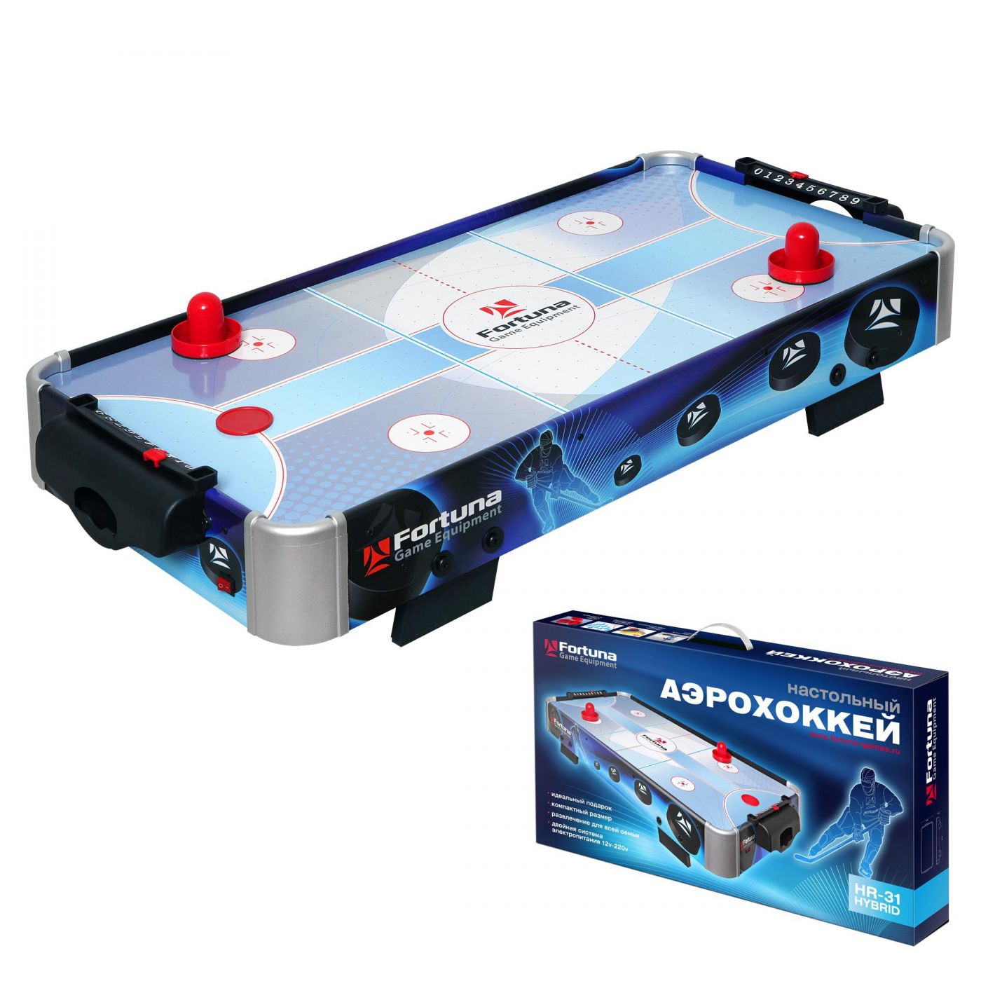 АЭРОХОККЕЙ FORTUNA HR-31 BLUE ICE HYBRID НАСТОЛЬНЫЙ 86Х43Х15СМ, артикул 07748