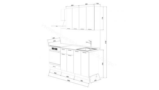 Кухонный гарнитур "Лина" 1,8 со шкафом НБ (Крем)