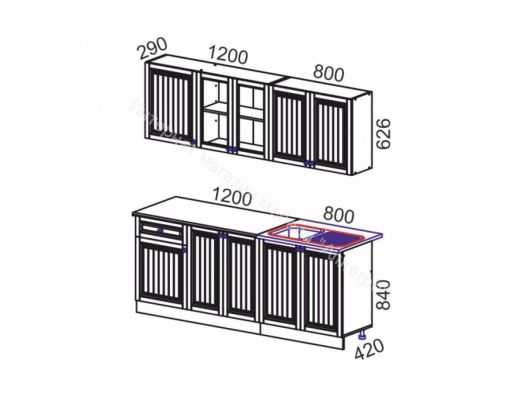 Кухонный гарнитур "Хозяюшка" 2 м (Белый/Мускат)
