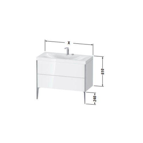 Раковина Duravit Xviu 60 х 48 с напольной тумбой c-bonded XV4709 с двумя выдвижными отделениями схема 3