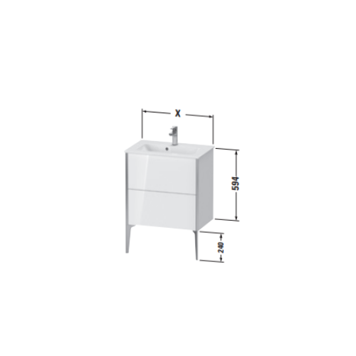 Напольная тумба Duravit Xviu XV448 под раковину ME by Starck компактная с двумя выдвижными отделениями схема 2