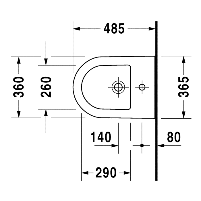 Компактное биде Duravit Darling New 36,5 x 48,5 подвесное 225615 схема 2