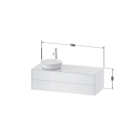 Подвесная тумба и консоль Duravit White Tulip 40,8х130х55 с двумя ящиками WT4987 L/R схема 3