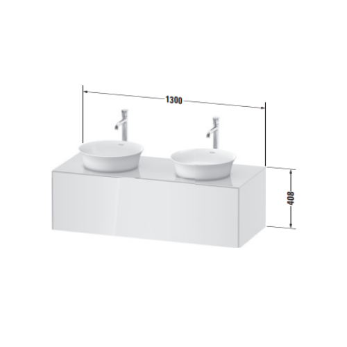 Подвесная тумба и консоль Duravit White Tulip WT497 с двумя вырезами ФОТО