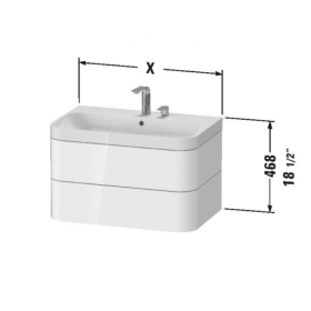 Подвесная тумба c-bonded с раковиной Duravit Happy D.2 Plus 46,8x77,2x49 и двумя ящиками HP 4637 ФОТО