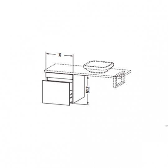 Шкаф Duravit DuraStyle DS533 для компактной консоли с одним выдвижным отделением схема 2