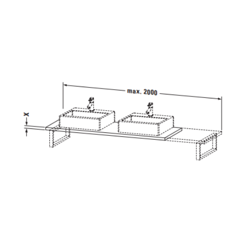 Консоль Duravit Brioso 45 х 55 для накладных раковин и встраиваемых  BR10 схема 2