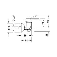 Однорычажный смеситель Duravit для душа для стандартного монтажа A1423 схема 2