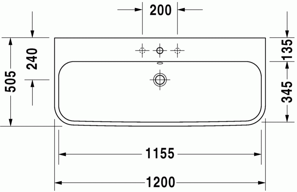 Раковина Duravit Happy D.2 шлифованная 120х50,5 231812 схема 2