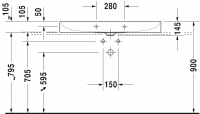 Раковина Duravit DuraSquare шлифованная 100х47 235310 схема 3