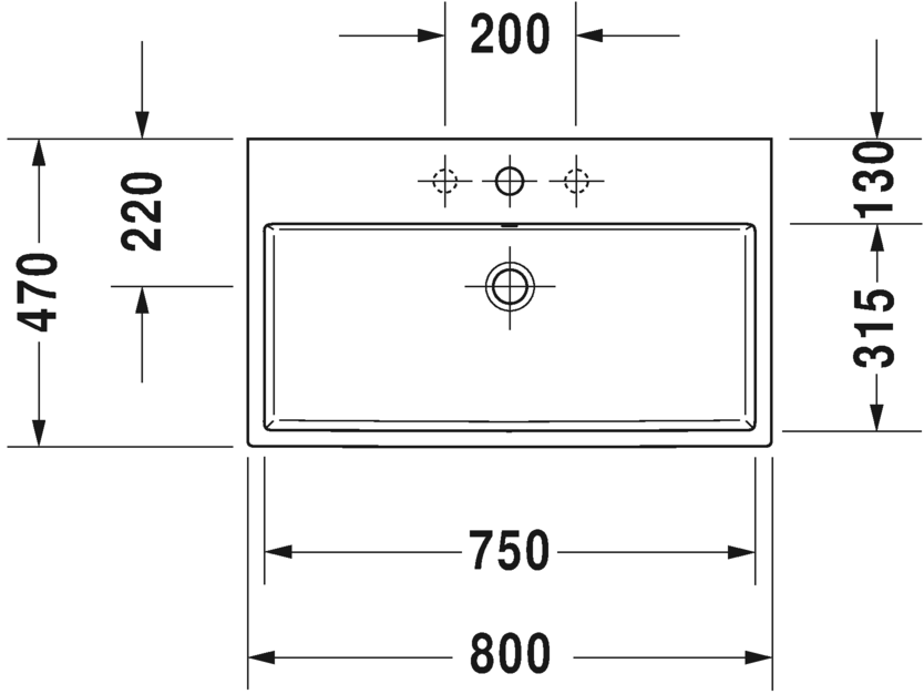 Раковина Duravit Vero Air накладная 80х47 235080 схема 2