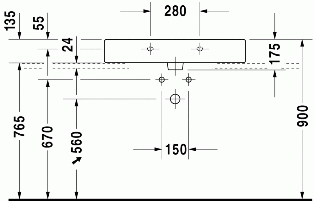 Раковина Duravit Vero накладная 80х47 045480 схема 3