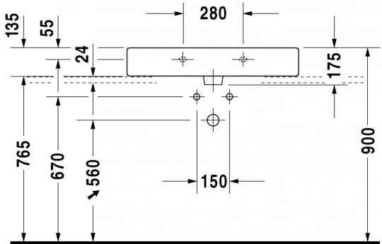 Раковина Duravit Vero накладная 80х47 045480 схема 3