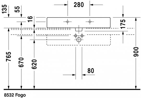 Раковина Duravit Vero накладная 80х47 045480 схема 4