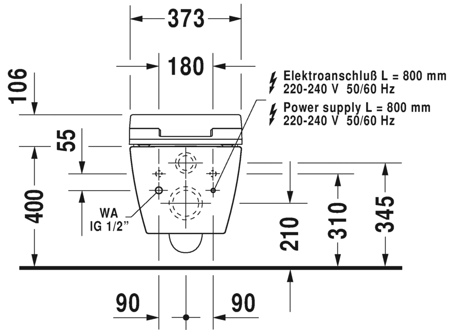 Унитаз с функцией биде Duravit ME by Starck SensoWash 252959 rimless схема 4