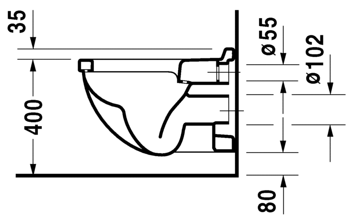 Подвесной унитаз Duravit Starck 3 420009 Комплект: 220009 + 006389 схема 3